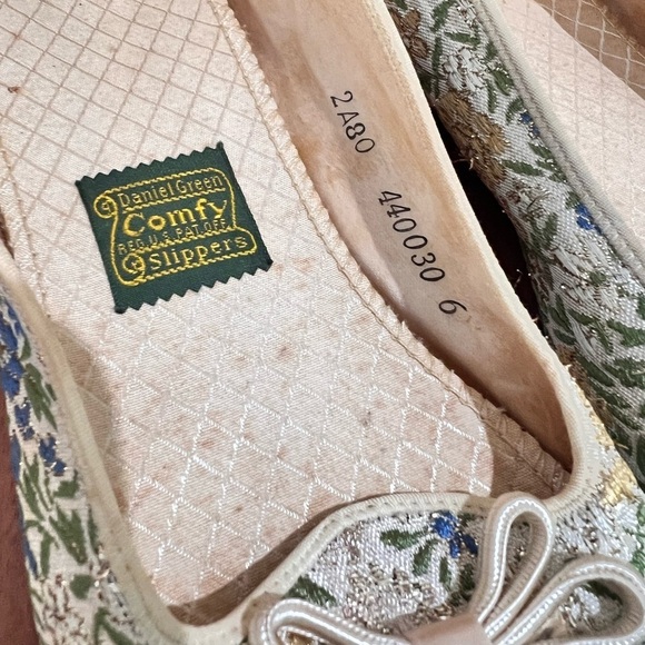Vintage Daniel Green 6 Embroidered 1960s Retro Ballet Slipper Shoes - Picture 5 of 6